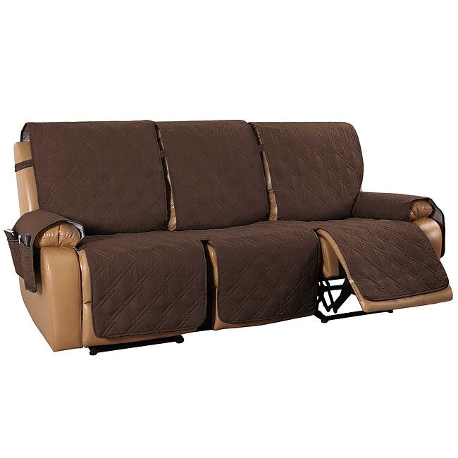 Mineral Mercantile 3 Seater Anti-Slip Reclining Couch Covers fit Leather Recliner Sofa Water Resistant Anti-Scratch Couch Cover for Double Recliner Split Sofa Cover for Each Seat Furniture Protector with Elastic Straps #8945807