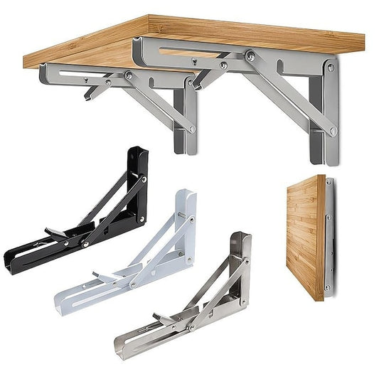 Mineral Mercantile 2pcs Heavy Duty Folding Shelf Brackets - 8", 10" & 12" - Wall Mounted for Bench Table with Screws #9485489