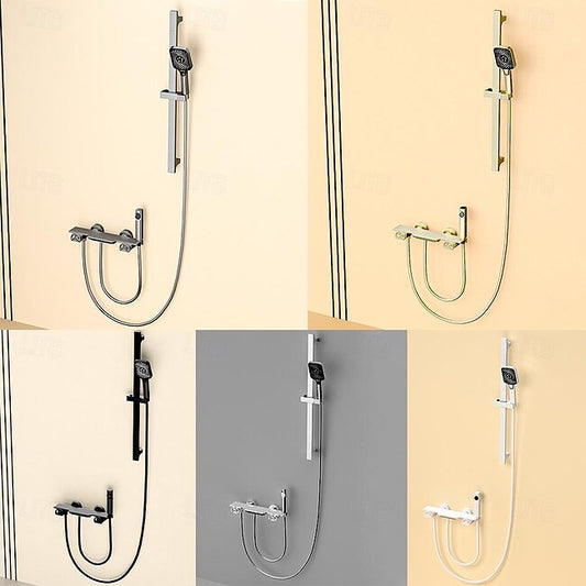 Mineral Mercantile Shower System Set - Handshower Included Rainfall Shower Multi Spray Shower Contemporary Electroplated Mount Outside Ceramic Valve Bath Shower Mixer Taps #12870761