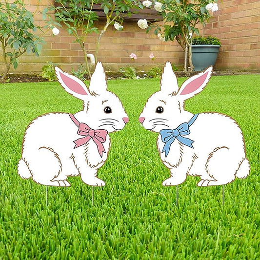 Mineral Mercantile Easter Decorations Outdoor Yard Signs Vintage Bunnies Easter Eggs Yard Stake with H Stands for Holiday Party Spring Patio Lawn Garden Decor #17008763