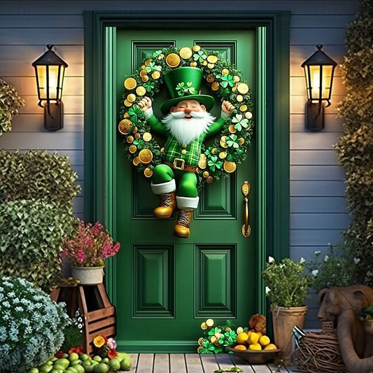 Mineral Mercantile Saint Patrick's Day Door Decorations Door Covers Shamrocks Gnome Faux Wreath Door Tapestry Door Curtain Decoration Backdrop Indoor/Outdoor Door Banner for Front Door Farmhouse #16416883