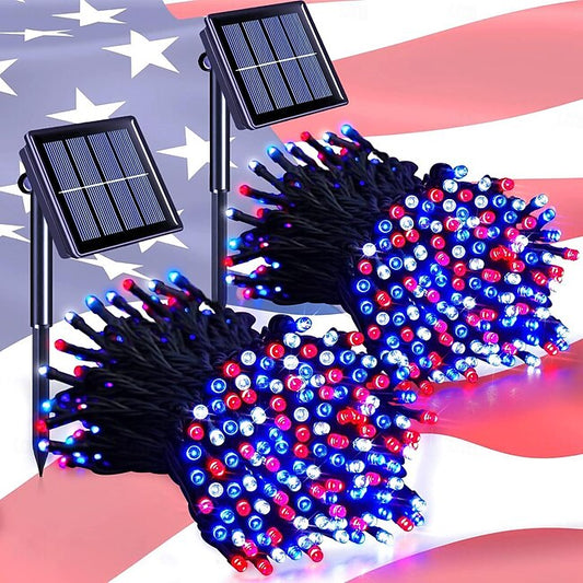 Mineral Mercantile 1pc Outdoor Solar String Lights, 22FT~98FT Red White Blue Christmas Holiday Garden Waterproof Decor Lights Independence Day Fourth of July Halloween Lights 50/100/200/300LEDs #16370263