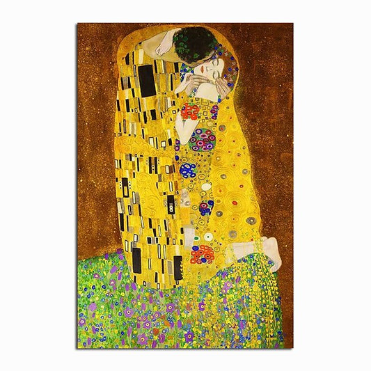 Mineral Mercantile Christmas World Famous Painting Series 100% Hand Painted Gustav Klimt‘s kiss Abstract Oil Painting on Canvas Wall Pictures For Living Room Home Decor Gift #8350452