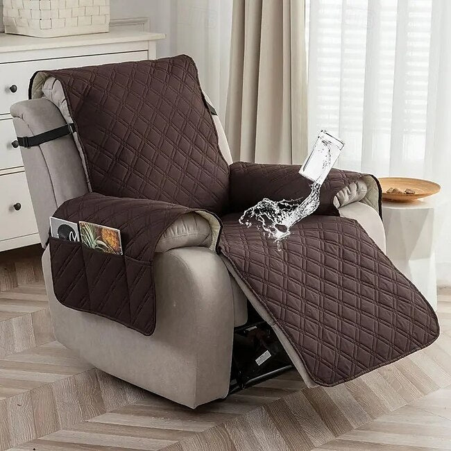 Mineral Mercantile 100% Waterproof Recliner Covers, Non Slip Covers for Recliner Chair with Pocket, Washable Reclining Chair Quilted Furniture Protector for Kids, Pets #18118275