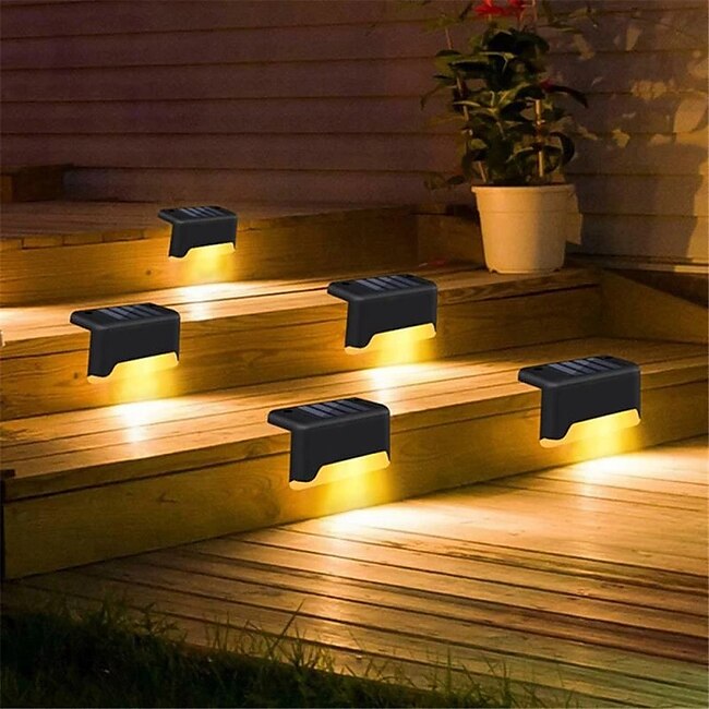 Mineral Mercantile 4pcs Solar Step Lights Outdoor LED Deck Stair Lights Waterproof LED for Garden Fence Step Railing Stairs Yard Patio Pathway Holiday Light #8997245