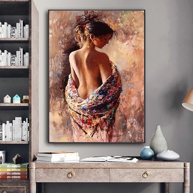 Mineral Mercantile Nude People Oil Painting Semi-naked Sexy Beauty Woman Handmade Painted Wall Art On Canvas Modern Home Decor Gift Rolled Canvas No Frame Unstretched Living Room #9331997