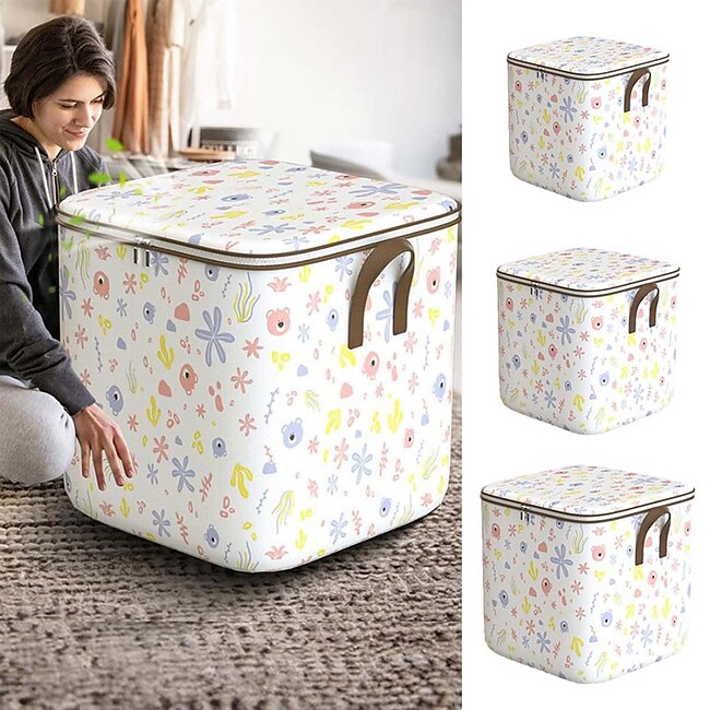 Mineral Mercantile Clothes Storage Bags Large Capacity, Closet Organizers and Storage Bins, Foldable Wardrobe Storage with Lids and Handles for Blanket Comforter Clothing Bedding, Containers Box (L) #9628788