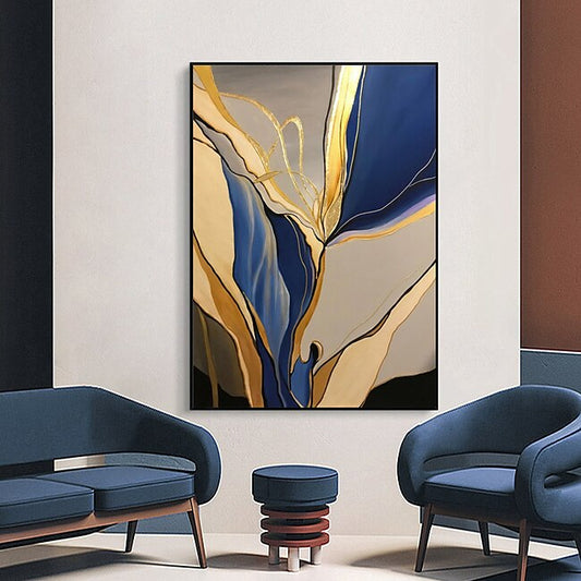 Mineral Mercantile Handmade Oil Painting Canvas Wall Art Decoration Abstract Art Flowing Gold Foil for Home Decor Stretched Frame Hanging Painting #8957143