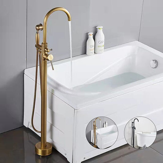 Mineral Mercantile Vintage Bathtub Faucet Floor Mount, Bath Tub Filler Mixer Tap Freestanding with Heldhand Showerhand, 360 Swivel High Arc Spout Standing Shower Faucet #7921236