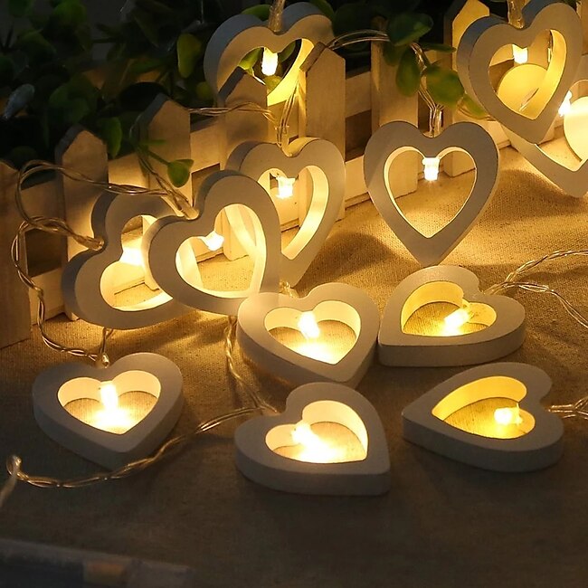 Mineral Mercantile Elegant Wedding Reception Party 3M 20Led Love Heart LED String Light Wooden Fairy Lights for Window Room Indoor Outdoor Decor Christmas Wedding Party Decoration #9239723