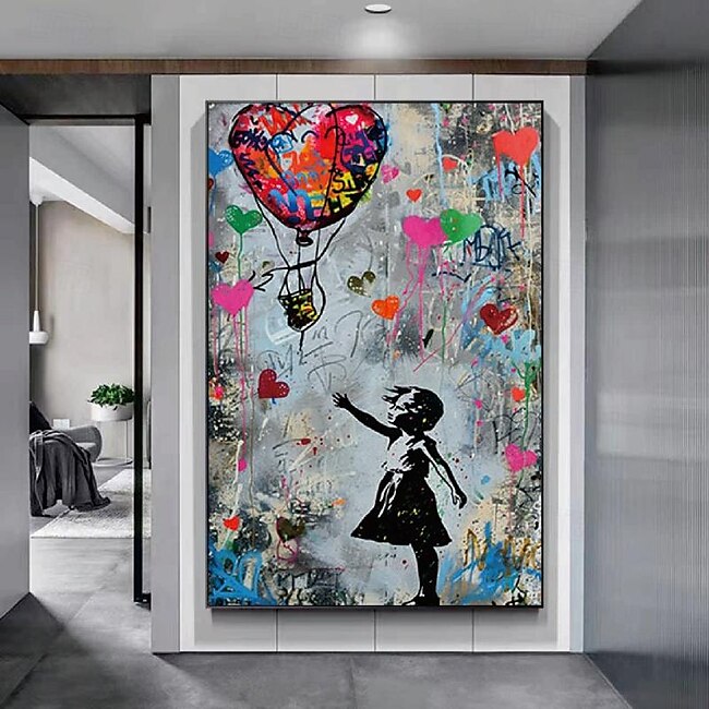 Mineral Mercantile Banksy Girl Graffiti oil painting hand painted pop art painting Famous Canvas Banksy Girl Artwork painting Banksy Balloon Canvas painting wall Decoration  artwork painting #9960234