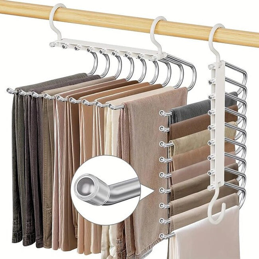 Mineral Mercantile 1pc Upgrade 9 Layers Pants Hangers, Space Saving Pant Jean Hangers, Non Slip Multifunctional Pants Rack, Closet Organization For Pants Jeans Leggings Trousers Skirts #9731441