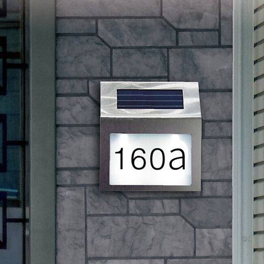 Mineral Mercantile Solar House Number LED Address Sign Address Plaque Stainless Steel Door Number Light Outdoor Waterproof LED House Address Number Indicator Outdoor Garden Street Decoration Lighting Wall Light #9189050