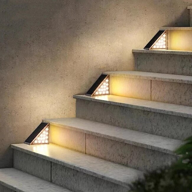 Mineral Mercantile 2pcs Solar Step Light Outdoor Stair Lights LED Lens Design Super Bright IP67 Waterproof Anti-theft Stair Light Decor Lighting For Garden Deck Garden Lamp #9457771