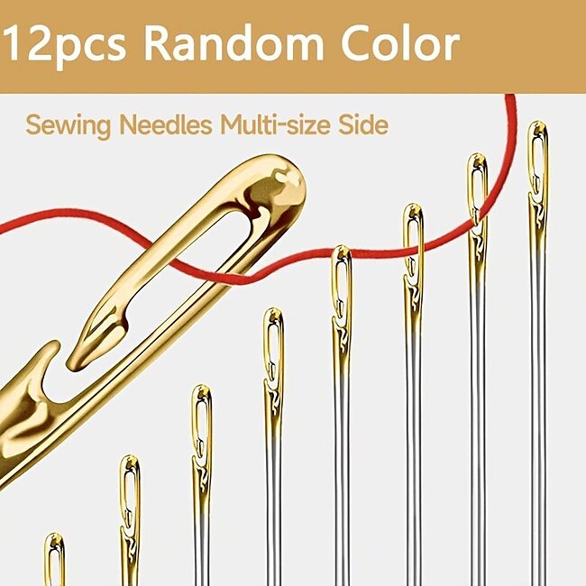 Mineral Mercantile 12pcs Blind Needle Elderly Needle-side Hole Hand Household Sewing Stainless Steel Sewing Needless Threading Diy Jewelry White #9586590