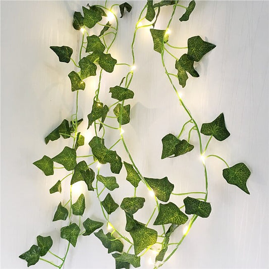 Mineral Mercantile Elegant Wedding Reception Party Artificial Plants LED String Light 2M Creeper Green Leaf Home Wedding Outdoor Ivy Vine Decoration Lamp DIY Hanging Garden Patio Yard (without Battery) #7660386