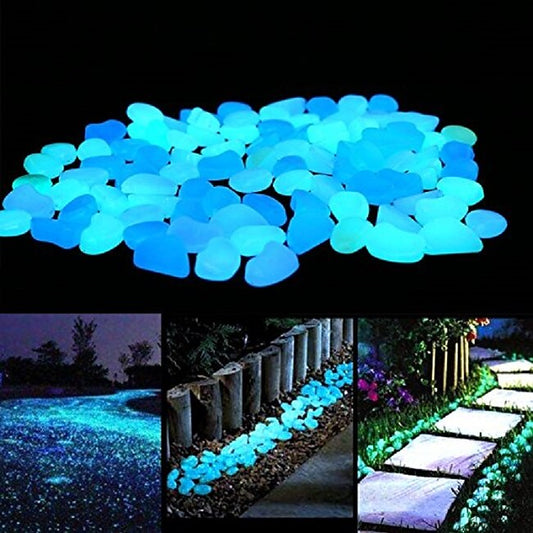 Mineral Mercantile 100Pcs Garden Decor Luminous Stones Glow In Dark Decorative Pebbles Pebble Rocks Outdoor Fish Tank Aquarium Decorations #9208379