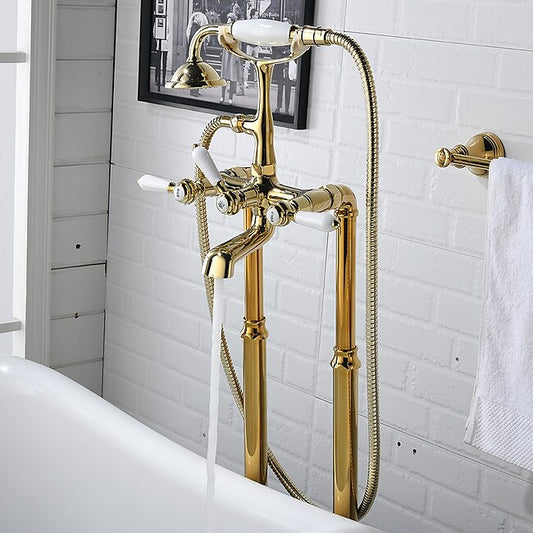 Mineral Mercantile Bathtub Faucet - Retro Vintage Electroplated Free Standing Ceramic Valve Bath Shower Mixer Taps #14743706