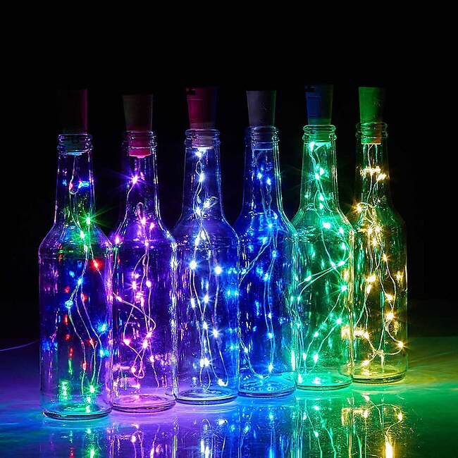 Mineral Mercantile LED Bottle String Lights Cork Shaped Outdoor Wedding Decoration 2M LED Night Starry Light 30pcs 12pcs 10pcs Copper Wire Stopper Wine Bottle Lamp Wedding Party Christmas Decoration #5895429