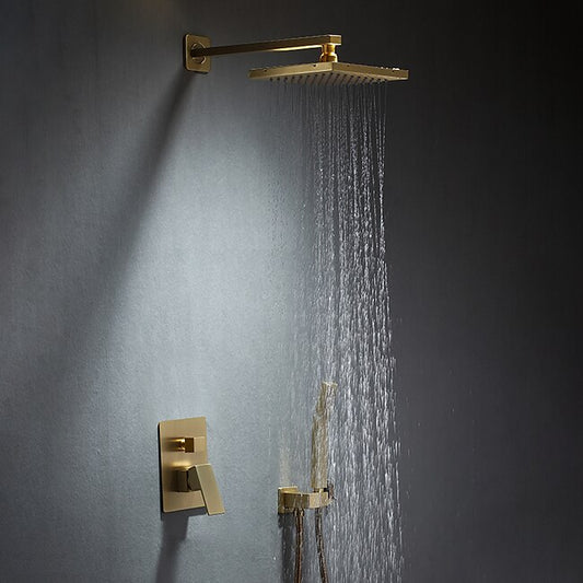 Mineral Mercantile Shower Faucet,Shower Faucet Rainfall Shower Head System Set - Handshower Included Dual-Head Rainfall Shower Antique Vintage Style Electroplated Ceiling Mounted Ceramic Valve Bath Shower Mixer Taps #9303663