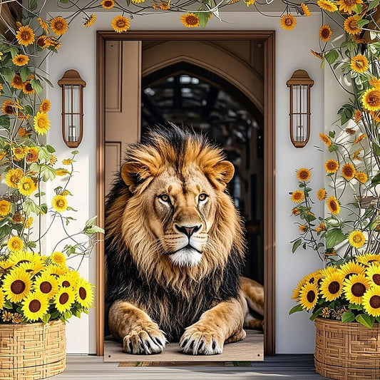 Mineral Mercantile Animal Lion Door Decorations Door Covers Door Tapestry Door Curtain Decoration Backdrop Indoor/Outdoor Door Banner for Front Door Farmhouse #19551792