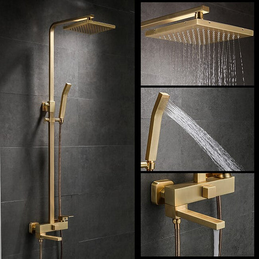 Mineral Mercantile Shower Faucet,Shower System Rainfall Shower Head System Body Jet Massage Set Handshower Included Sound Shower Head Rainfall Shower Antique Vintage Style Nickel Brushed Electroplated #9267470