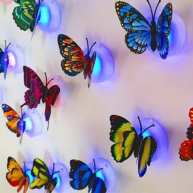 Mineral Mercantile 10pcs 3D Night Light Color Changing Cute Butterfly LED Night Light, Suitable for Bedroom, Bathroom, Toilet, Stairs, Kitchen, Hallway, Compact Nightlight, Warm White #12645155