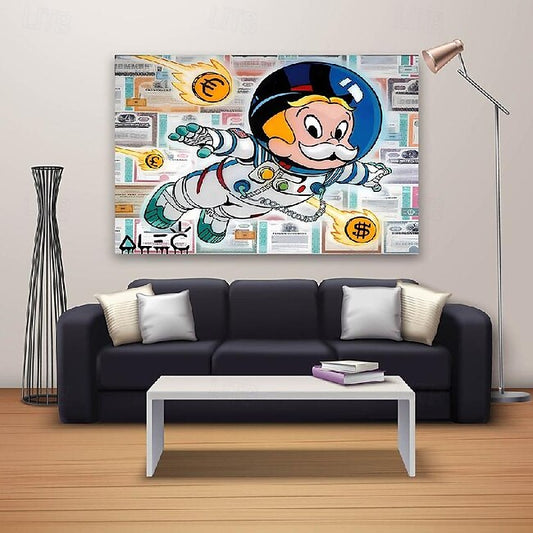 Mineral Mercantile Hand painted Astronaut Richie painting handamade Alec Monopoly Pop Art Richie Rich Banksy Style Urban Art Street Graffiti art Wall Art Banksy Monopoly Man Fashion Unique Modern Painting #15744864