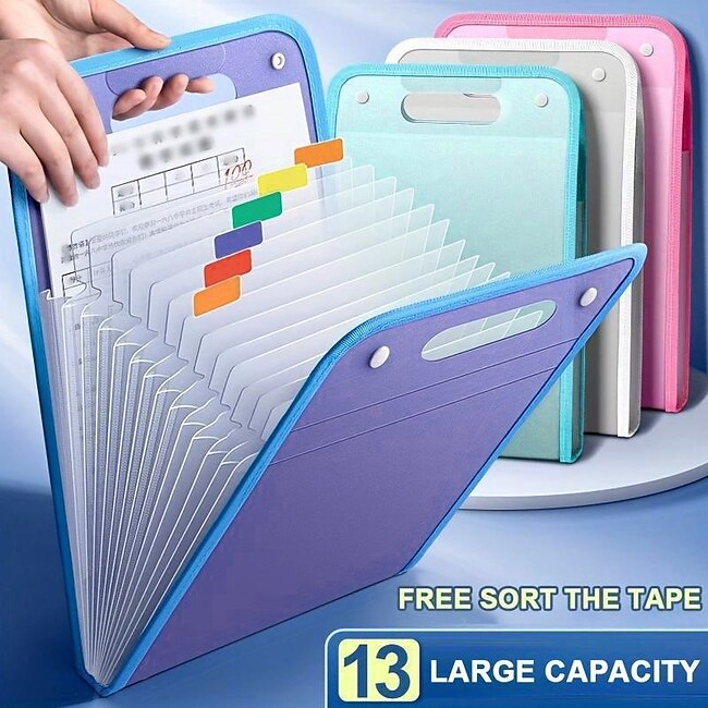 Mineral Mercantile 13-Tier Vertical File Bag Back to School Portable, Durable, and Large Capacity A4 Document Storage Organizer #9557632